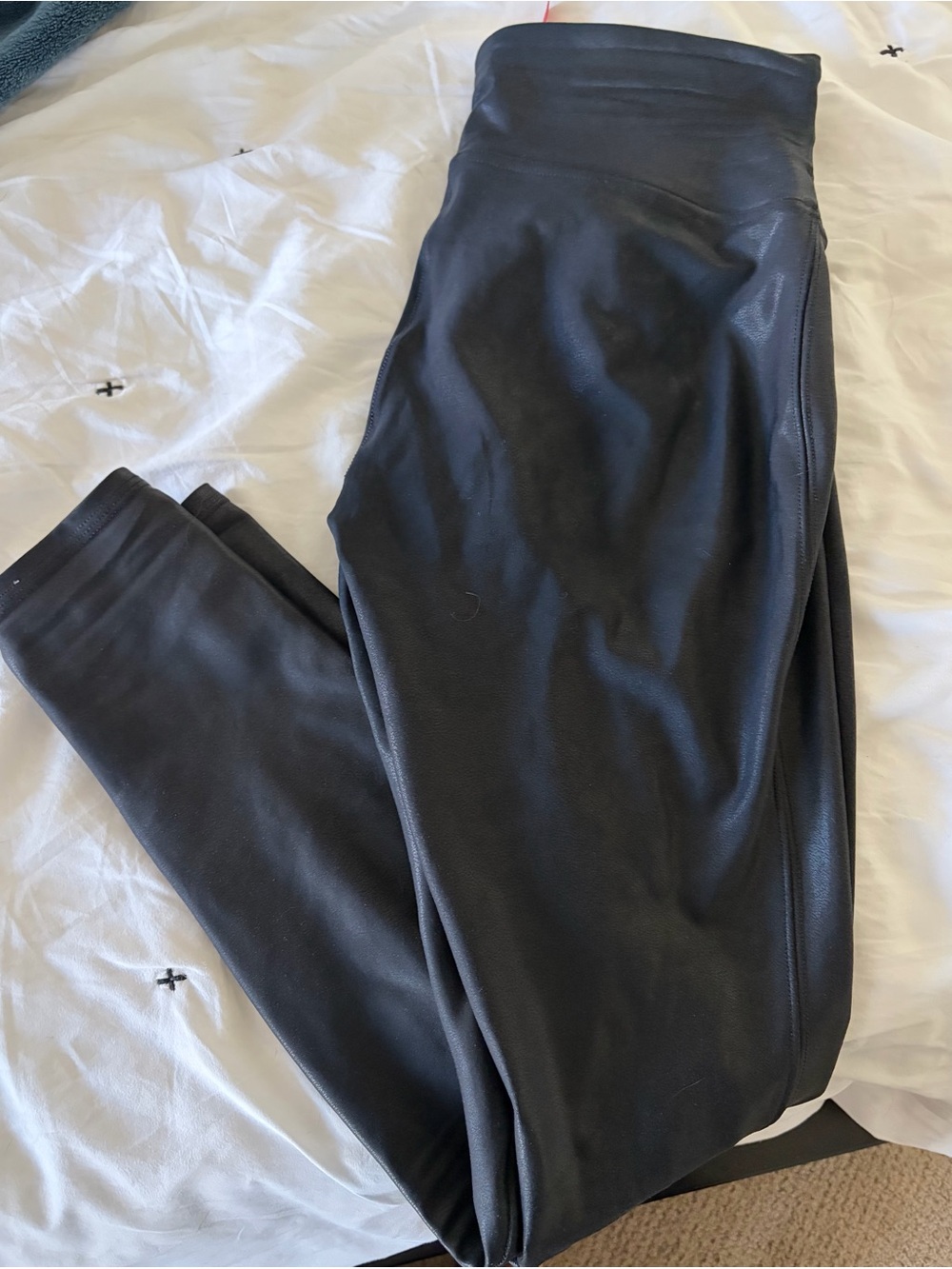 SPANX Black Activewear Leggings with Red Brand Tag